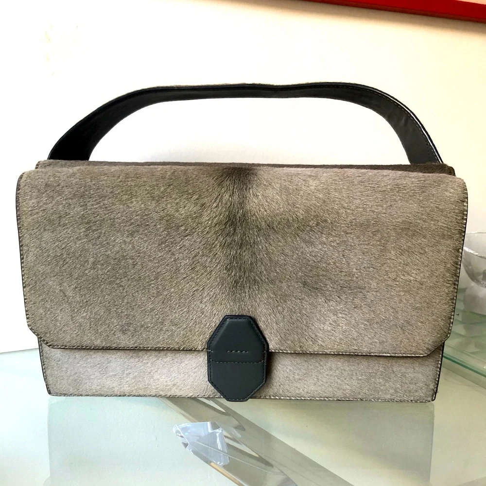 Alexander Wang pony hair Racketeer gray large handbag $1900 - Picture 1 of 9